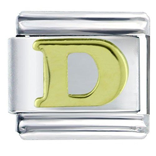 Gold plated base Letter D Italian Charm Bracelet Link
