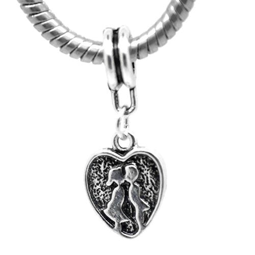 Couple in Love Heart Charm for Snake Chain Bracelet - Sexy Sparkles Fashion Jewelry