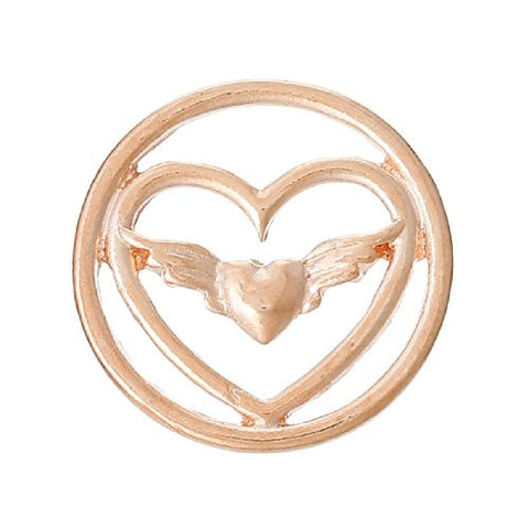 Heart With Wings Floating Charms Dish Plate for Glass Locket Pendants - Sexy Sparkles Fashion Jewelry - 1