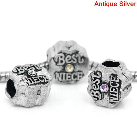 Best Niece Flower Shape Charm Bead Spacer For Snake Chain Bracelets (Iridescent) - Sexy Sparkles Fashion Jewelry - 3