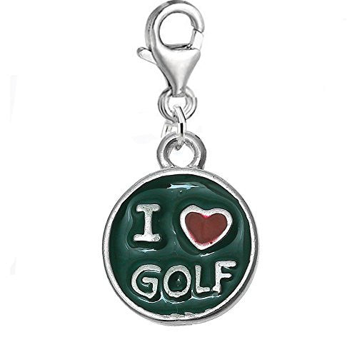 I Love Golf Charm Clip on Pendant for European Charm Bracelet Jewelry with Lobster Clasp - Sexy Sparkles Fashion Jewelry