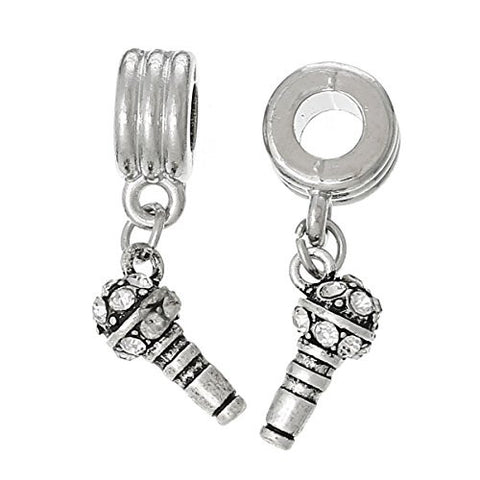Microphone with Clear Crystals for Snake Chain Charm Bracelet - Sexy Sparkles Fashion Jewelry - 2