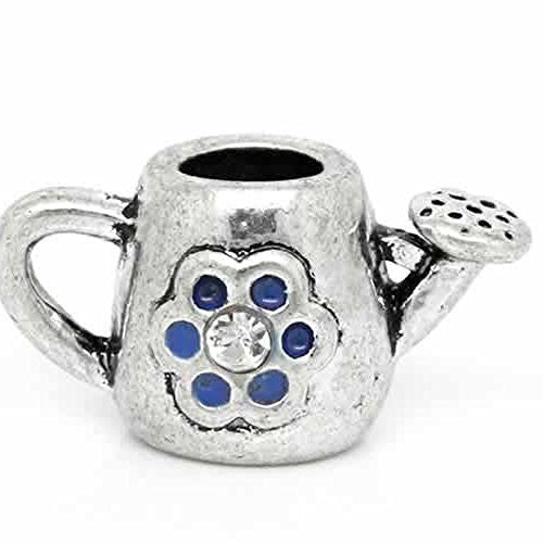 Blue Flower Pattern Carved with  Rhinestones European Bead Compatible for Most European Snake Chain Bracelet - Sexy Sparkles Fashion Jewelry - 1