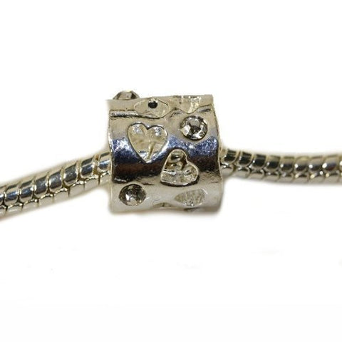 Hearts with  Rhinestone Crystals European Bead Compatible for Most European Snake Chain Bracelet - Sexy Sparkles Fashion Jewelry - 2