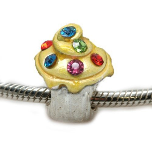Multi  Rhinestone Cupcake  for European Snake Chain Charm Bracelet - Sexy Sparkles Fashion Jewelry