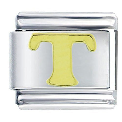 Gold plated base Letter T Italian Charm Bracelet Link - Sexy Sparkles Fashion Jewelry - 1