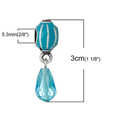 Dangle Charm Bead With Acrylic  Teardrop (Blue) - Sexy Sparkles Fashion Jewelry - 3