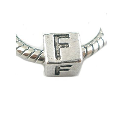 One Alphabet Block Beads Letter F for European Snake Chain Charm Braclets