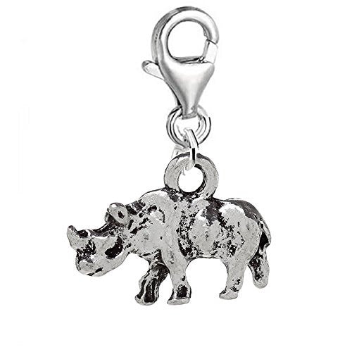 3d Walking Rhinoceros Clip-on Bead for Charm Bracelet or Necklace - Sexy Sparkles Fashion Jewelry