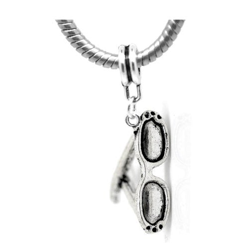 Glasses Charm Dangle Bead Charm Spacer For Snake Chain Charm Bracelet
