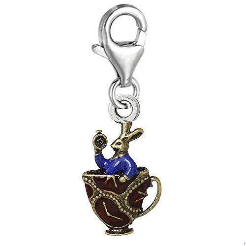 Rabbit in Tea Cup Clip on Pendant Charm for Bracelet or Necklace - Sexy Sparkles Fashion Jewelry