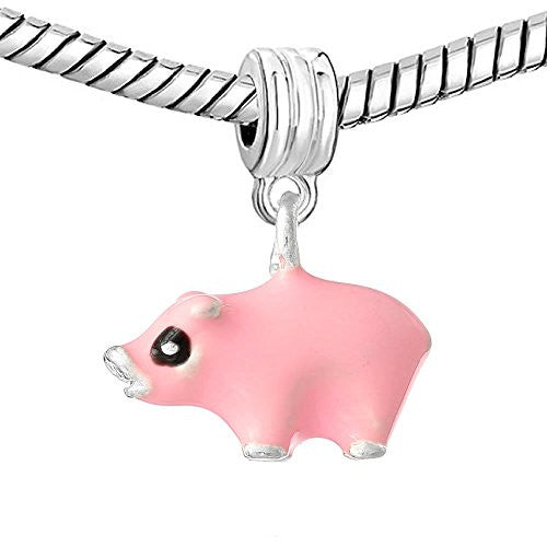 3 D Animal/Pet Bead Compatible for Most European Snake Chain Bracelets (Pig)