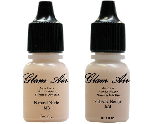 Glam Air Airbrush Water-based Foundation in Set of Two (2) Assorted Light Matte Shades M3-M4 0.25oz