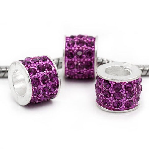 Pink Sparkly Charm w/ Rhinestones for Snake Chain Charm Bracelets - Sexy Sparkles Fashion Jewelry - 3