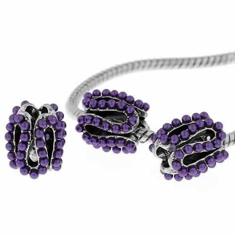 S Pattern Charm Bead with Purple Acrylic Balls For Snake Chain Bracelet - Sexy Sparkles Fashion Jewelry - 2
