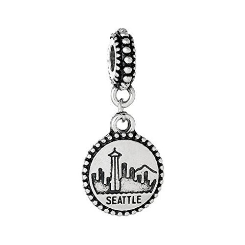 State Charm Bead Spacer (Seattle)Spacer Bead for European Snake Chain Charm Bracelet - Sexy Sparkles Fashion Jewelry - 1
