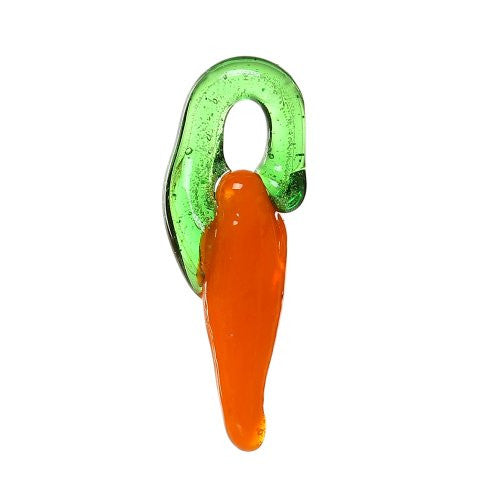 Orange Spicy Chili Pepper Lampwork Glass Charm Pendant