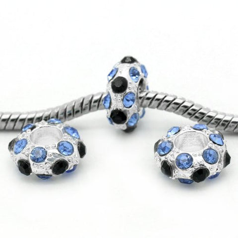 Blue, Clear and Black Bead Spacer for Snake Chain Charm Bracelet - Sexy Sparkles Fashion Jewelry - 3