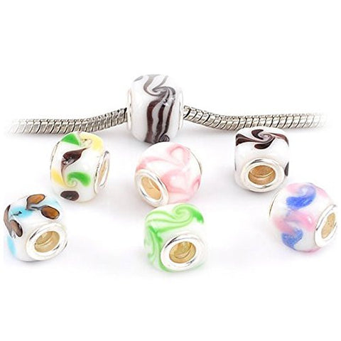 Glass Lampwork European Beads for Snake Chain Charm Bracelet - Sexy Sparkles Fashion Jewelry - 1