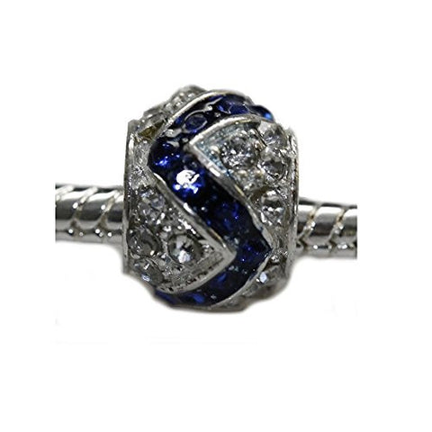 Clear and Royal Blue  Crystal Charm Bead for snake charm Bracelet - Sexy Sparkles Fashion Jewelry - 1