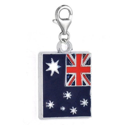 Clip on Australia Flag Charm Dangle Pendant for European Clip on Charm Jewelry with Lobster Clasp - Sexy Sparkles Fashion Jewelry