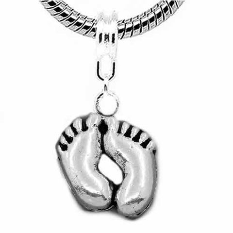 Baby Feet Charm Dangle Bead Spacer for Snake Chain Charm Bracelet - Sexy Sparkles Fashion Jewelry - 2
