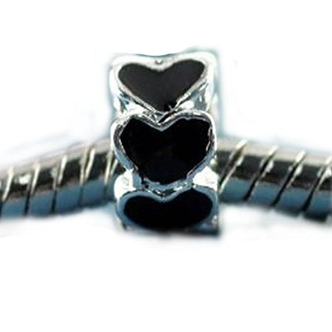 Black Heart Charm European Bead Compatible for Most European Snake Chain Bracelet - Sexy Sparkles Fashion Jewelry - 1
