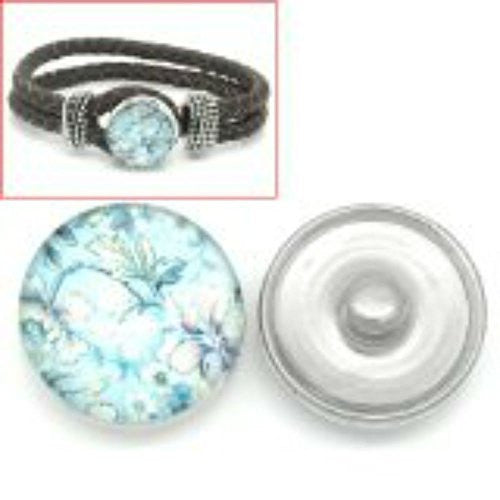Flower Design Glass Chunk Charm Button Fits Chunk Bracelet 18mm for Noosa Style Bracelet