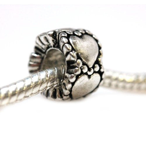 Hearts Spacer Charm European Bead Compatible for Most European Snake Chain Bracelet - Sexy Sparkles Fashion Jewelry