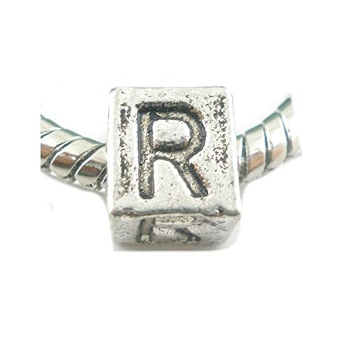 One Alphabet Block Beads Letter R for European Snake Chain Charm Braclets