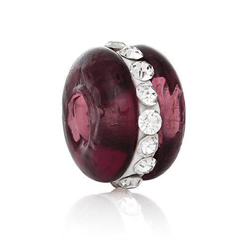 Dark Purple Crystal European Bead Compatible for Most European Snake Chain Charm Bracelet - Sexy Sparkles Fashion Jewelry - 1