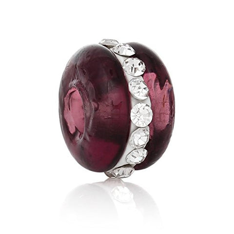 Dark Purple Crystal European Bead Compatible for Most European Snake Chain Charm Bracelet - Sexy Sparkles Fashion Jewelry - 1