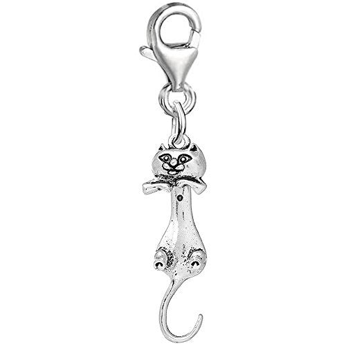 Cat Clip on Pendant Charm for Bracelet or Necklace - Sexy Sparkles Fashion Jewelry