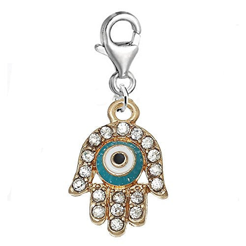 Hamsa Symbol Hand Charm Against Evil Eye Clip on Pendant for European Charm Jewelry w/ Lobster Clasp - Sexy Sparkles Fashion Jewelry