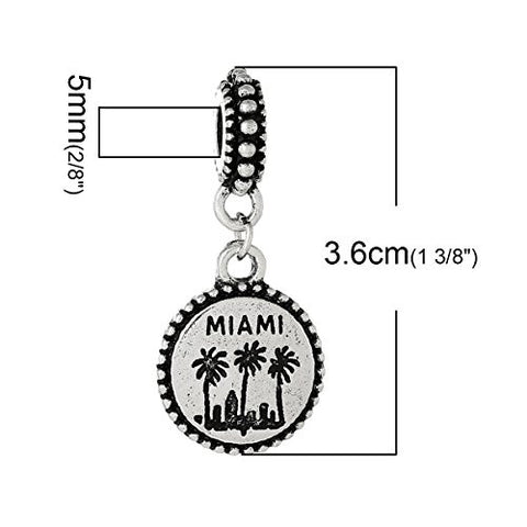 State Charm Bead Spacer (Miami)Spacer Bead for European Snake Chain Charm Bracelet - Sexy Sparkles Fashion Jewelry - 3