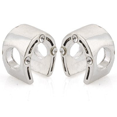 Horse Shoe W/clear  Crystals European Bead Compatible for Most European Snake Chain Charm Bracelet - Sexy Sparkles Fashion Jewelry - 2