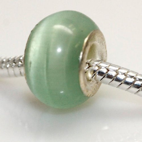 Cat's Eye Glass European Beads For Snake Chain Bracelet (Pastel Green) - Sexy Sparkles Fashion Jewelry - 2