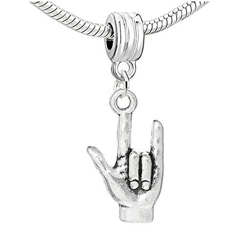 I Love You Hand Sign Dangle Charm Bead Compatible with European Snake Chain Bracelet - Sexy Sparkles Fashion Jewelry