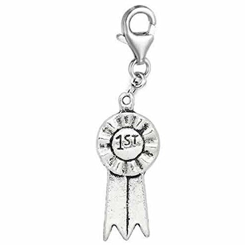 1st Place Ribbon Clip on Charm Pendant for European Jewelry w/ Lobster Clasp