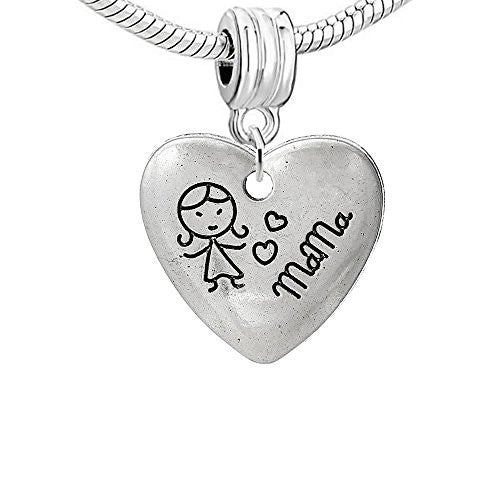 Heart with Carved Little Girl Mama Charm Bead - Sexy Sparkles Fashion Jewelry