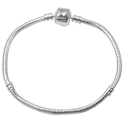 Leegoal Pandora Snake Chain Bead Barrel Clasp Bracelet (Silver,19cm) - Sexy Sparkles Fashion Jewelry - 1