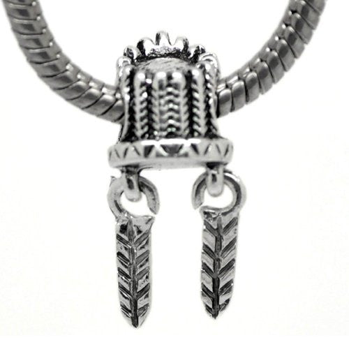 American Indian Spirit Feather Hat Charm European Bead Compatible for Most European Snake Chain Bracelet - Sexy Sparkles Fashion Jewelry