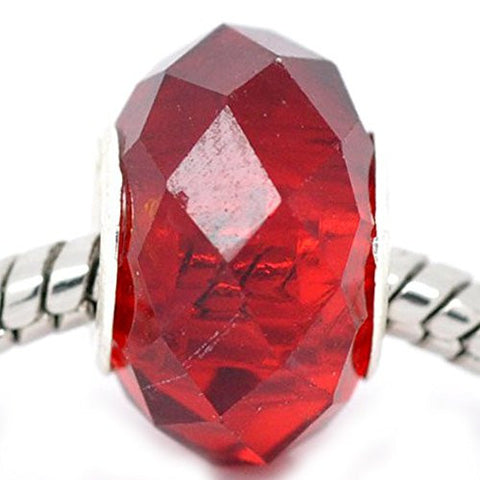 Red Charm Bead ,Glass Style Faceted Glass Style Beads - For Snake Chain Charm Bracelet - Sexy Sparkles Fashion Jewelry - 1