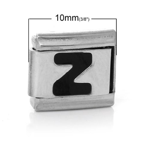 Italian Charm Bracelet Link Square Silver Tone Alphabet Letter (Z) - Sexy Sparkles Fashion Jewelry - 2