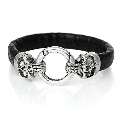 Black Skill Snake Style Fashion Bracelet with Snake Clasp 22cm X1.5cm(8 5/8 X 5/8) - Sexy Sparkles Fashion Jewelry - 1