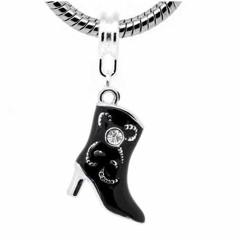 Cowboy Boot Charm Dangle Bead Spacer for Snake Chain Charm Bracelet - Sexy Sparkles Fashion Jewelry - 2