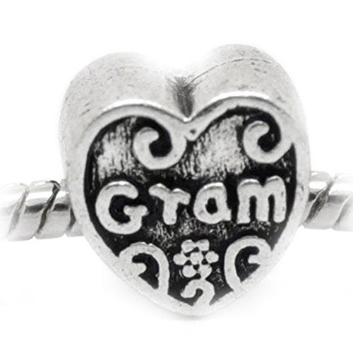Gram Heart Charm European Bead Compatible for Most European Snake Chain Bracelet
