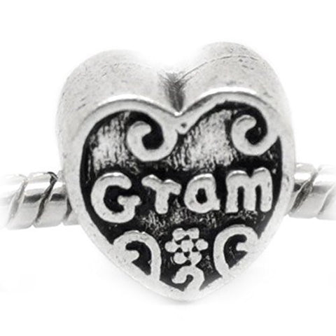 Gram Heart Charm European Bead Compatible for Most European Snake Chain Bracelet - Sexy Sparkles Fashion Jewelry - 1
