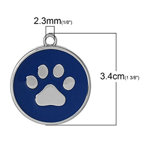 Dark Blue Dog Paw Print Charm Pendant for Necklace - Sexy Sparkles Fashion Jewelry - 2