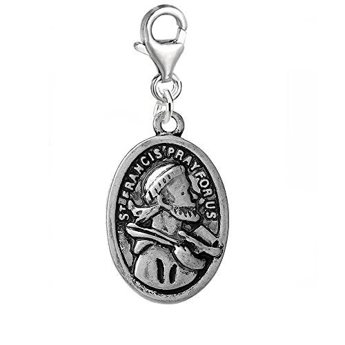 Reigious Charm St Francis Pray for Us Clip on Pendant Charm for Bracelet or Necklace - Sexy Sparkles Fashion Jewelry